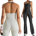 PASUXI Wholesale Women's Halter Neck Gym Jumpsuit with Flared Pants - Fitness Workout Activewear Bodysuit One-Piece Playsuit