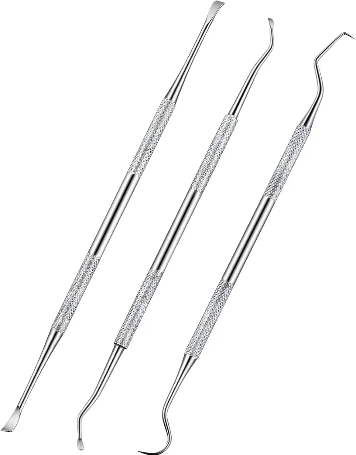 3-Piece Stainless Steel Double-Headed Dog Dental Tooth Scaler Scraper Pet Teeth Cleaning Tool for Effective Tartar Removal