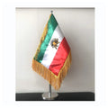 Small Meeting Iran Embroidery Table Desk Flag with Table Top Flag Pole Stand Fringe Tassels Satin Material