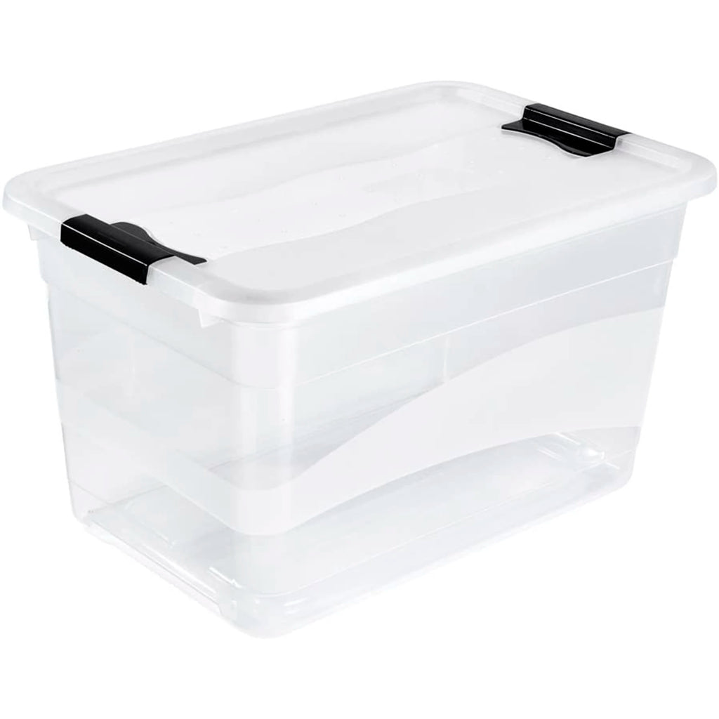 Storage bin with lid plastic transparent 52 l