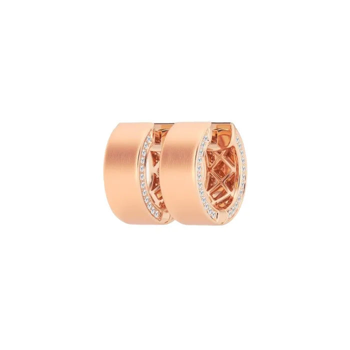 14K Rose Gold & Platinum Lab-Grown Diamond Wedding Hoop Earrings Trendy Huggie Post Back Design Rhodium Plated Pave Setting
