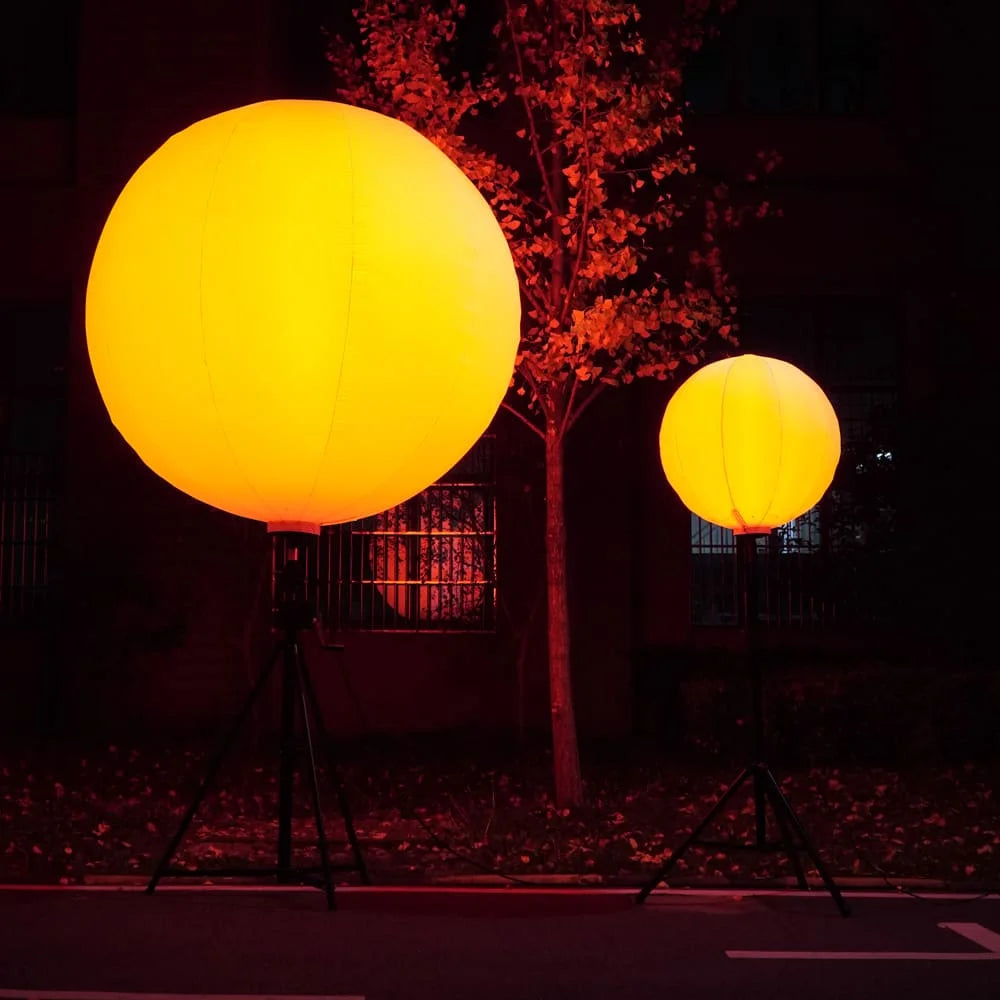 Airstar Large Outdoor LED Balloon Tower Light 2 Meters Dia. White China Factory Inflatable Lighting RGB Ball Pattern Printing