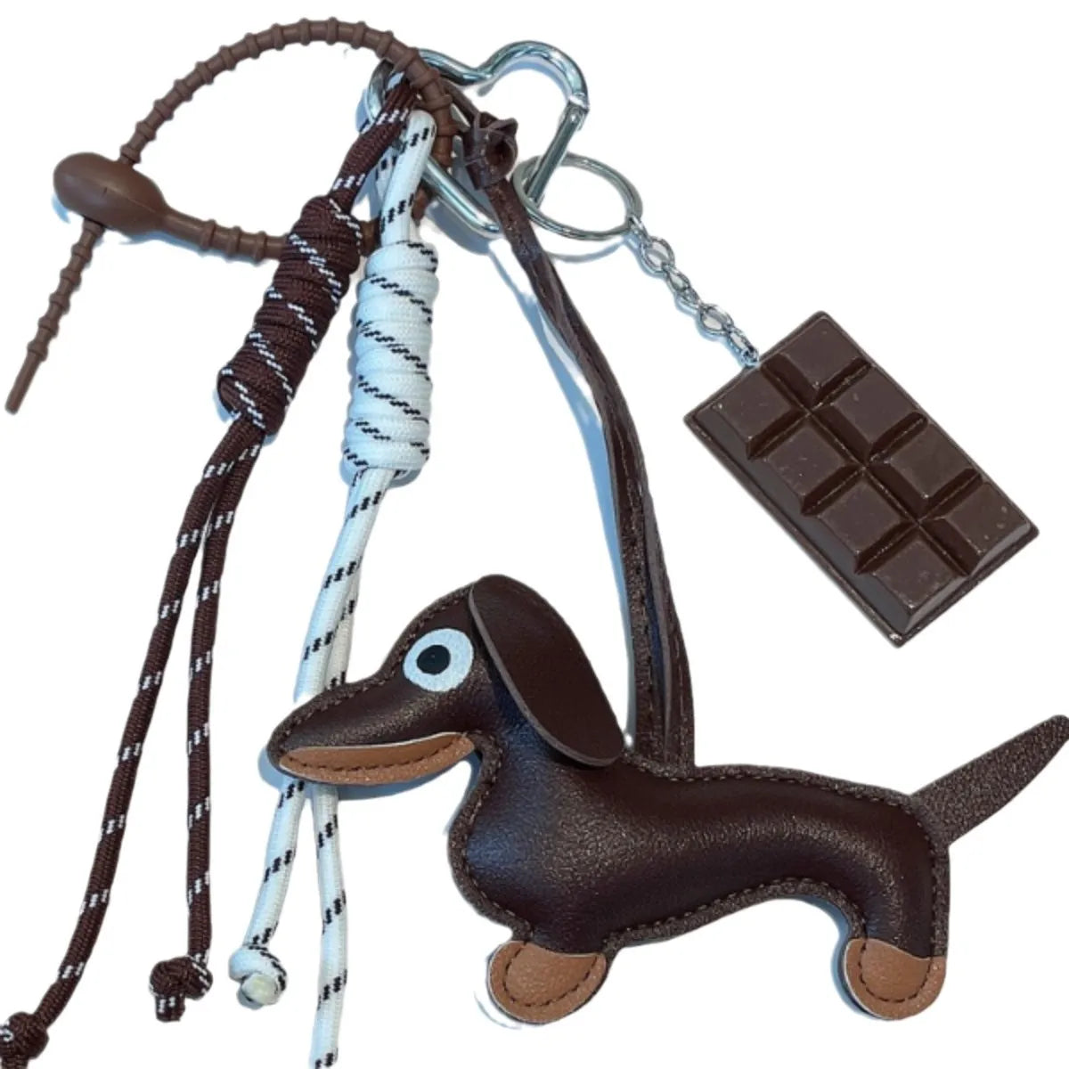 Wholesale Vintage Dachshund Puppy Car Keychain Bag Pendant Tie Lanyard Chocolate Braided Rope Accessories
