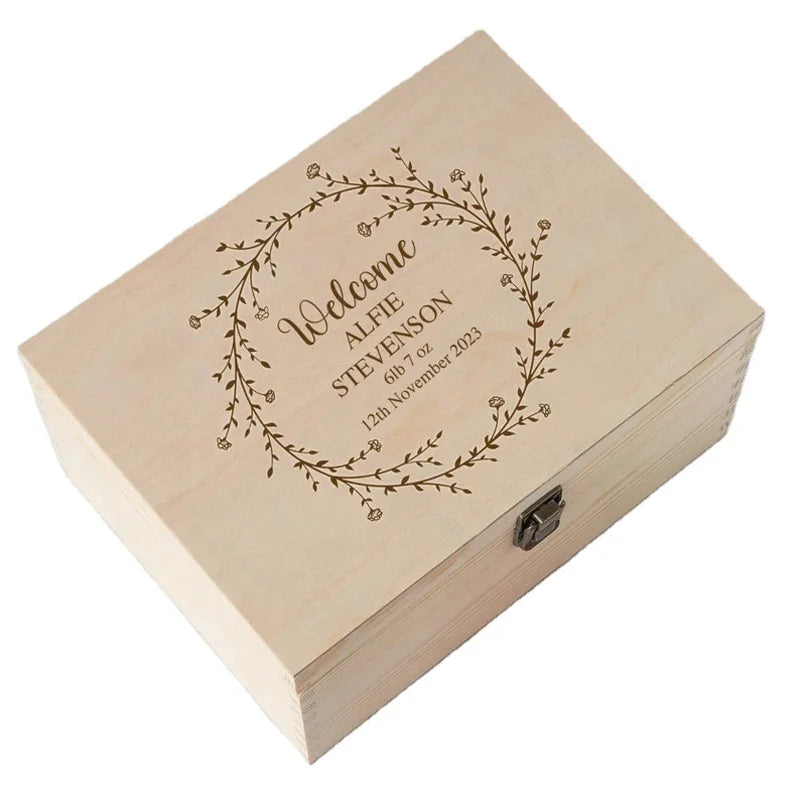 Hot Sales High Quality Keepsakes Box Wooden Box Packaging Custom  Christmas Storage Wooden Gift Box with Hinged  Lid