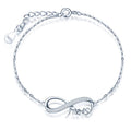 Women S925 Silver Infinity Symbol Friends Family Letter Cubic Zirconia Bracelet Friendship Bracelet