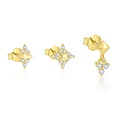 Unique 925 Sterling Silver Fashion Jewelry Rhombus Round Brilliant Zircon Stud Earrings Sets for Women
