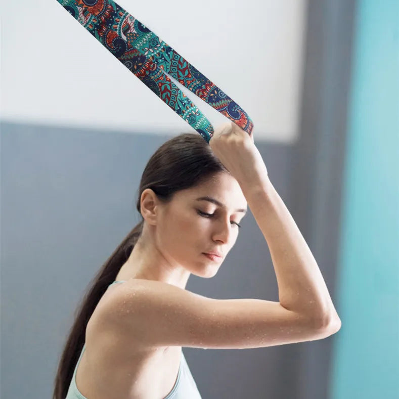 Eco Friendly Colorful Design D-ring Yoga Accessories Polyester Yoga Stretch Strap Belt Carrying Strap