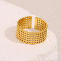 Dreamshow Vintage Jewelry Hollow Gold Plated Ring Waterproof Non Tarnish Jewelry Stainless Steel Ring