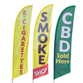 Outdoor Promotional Hanging Advertising 100% Polyester Fabric Double Sided Custom Logo Smoke Shop Beach Feather Flags