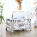 European Style Luxurious Embossed Flowers Pattern Gold Silver Elegant Tissue Paper Holders for Home Hotel Toilet Bath