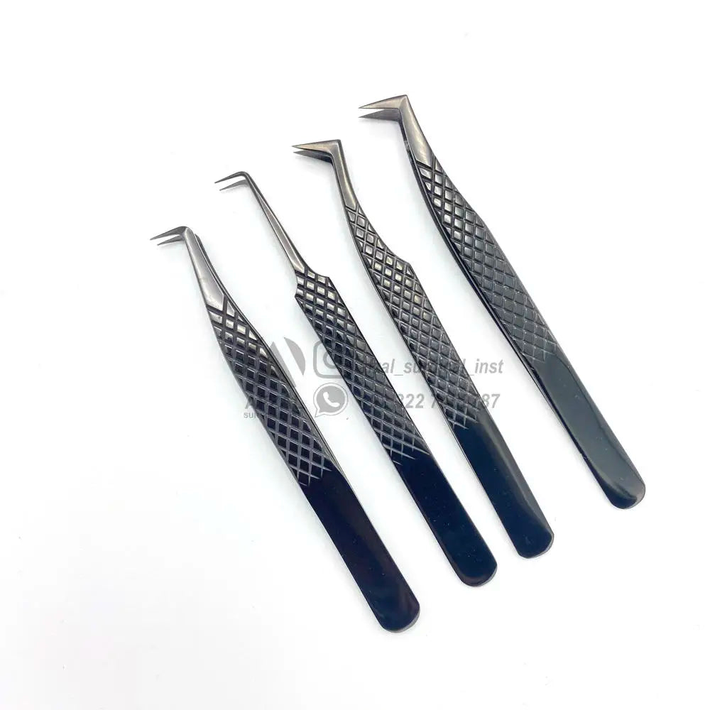 New Arrival Eyelash Tweezers Sustainable Stainless Steel Black Plasma Lash Tweezers Pointed Volume Beauty Tool Micro Fiber Tip