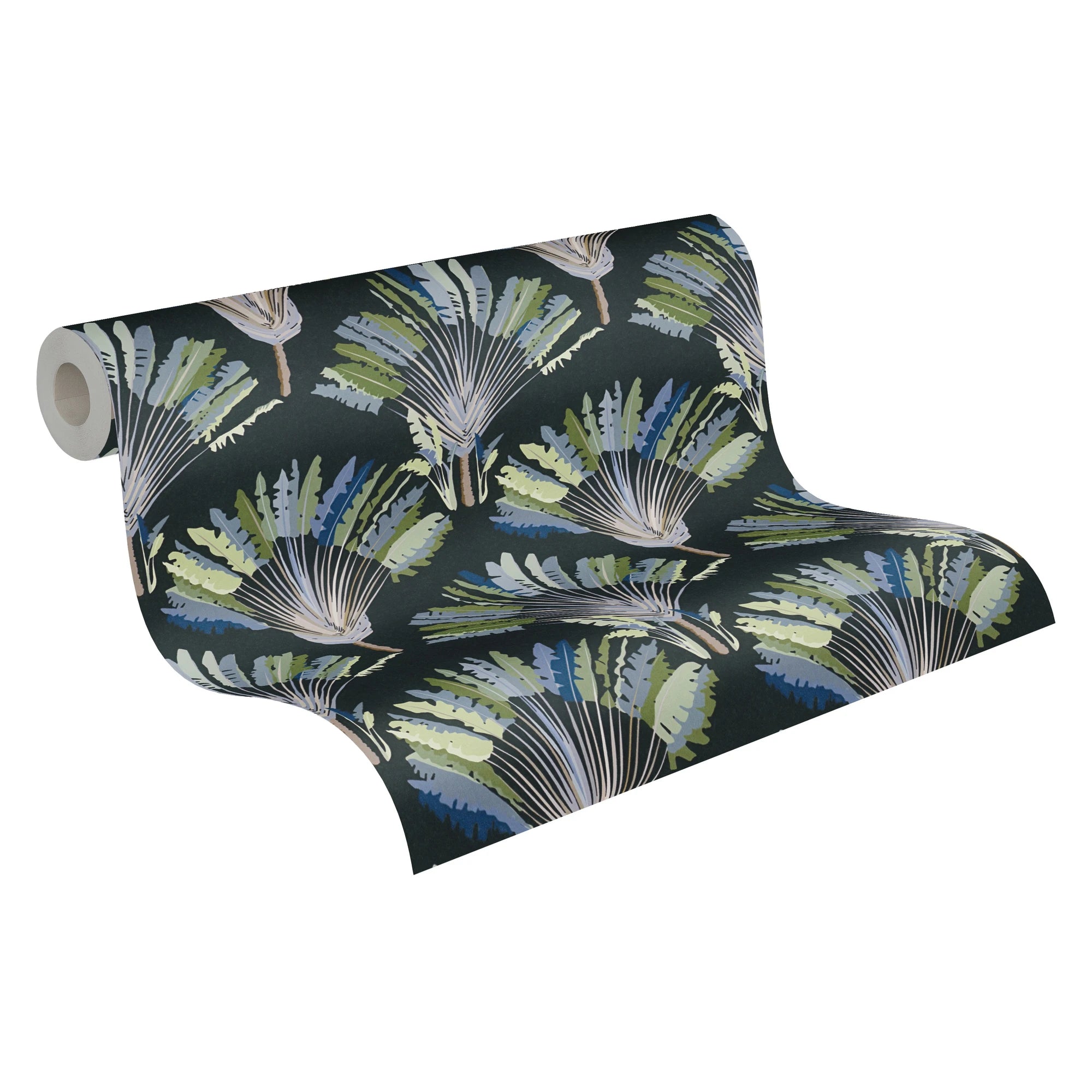 Made in Germany - Luxury Wallpaper rolls Jungle Black Green Blue Grey Non Woven Contract Wallpaper Palm Trees - 1005 x 053 m