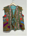 Custom Made Hand Embroidered Canvas Suzani Vests-Waterproof Eco-Friendly Fashion Accessories for Resale