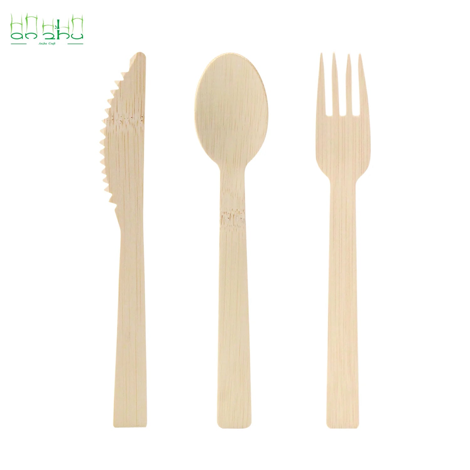 New Eco-Friendly Disposable 170 MM Bamboo Knives Forks and Spoons Cutlery Set