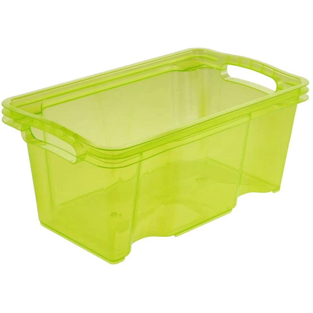 Storage Box with Integrated Handles Size: S 35 x 21 x 15 cm 6.5 l Transparent Green