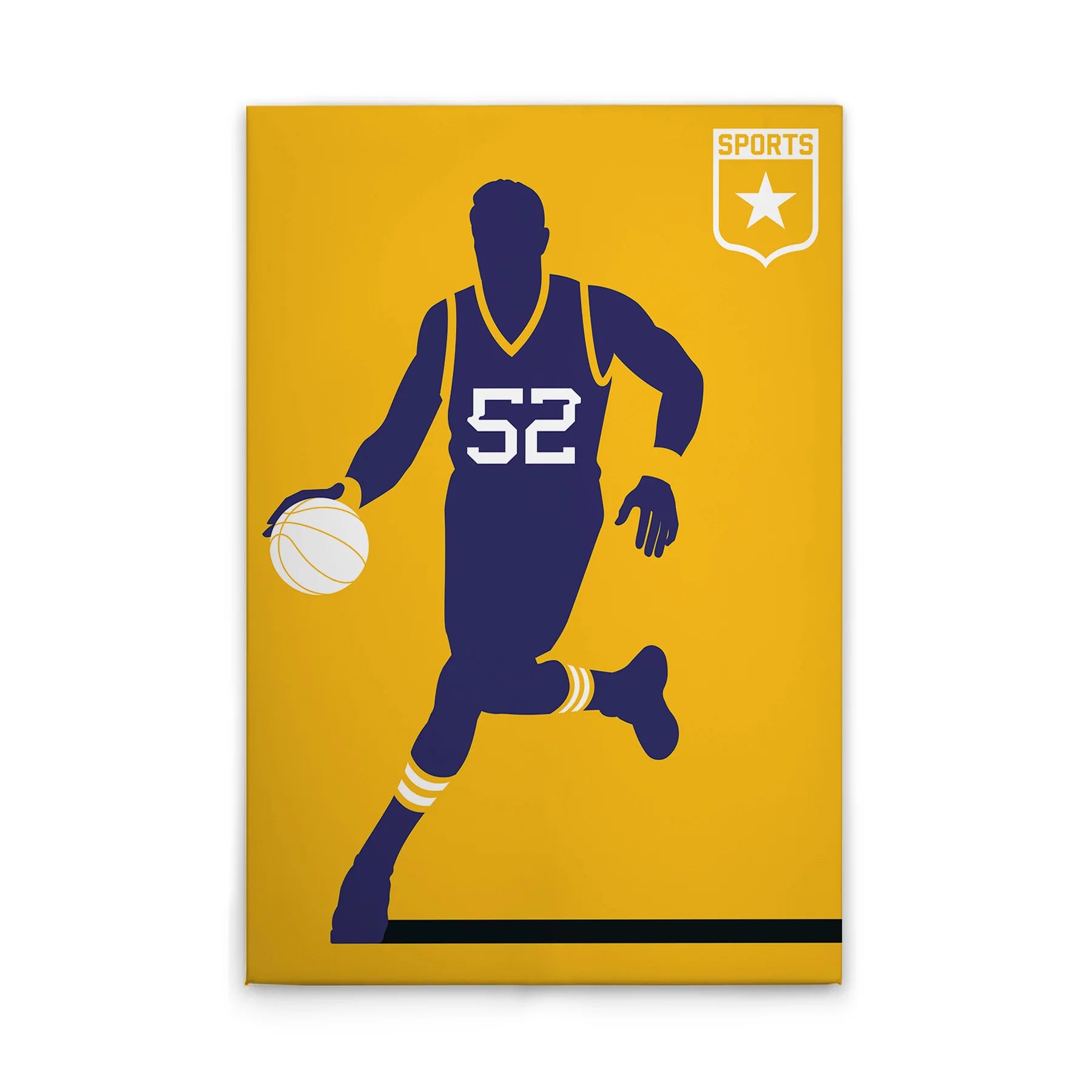 Made In Germany - Home Decor Canvas Picture Retro Basketball Player - Wall Mural In Yellow And Purple - Stretcher Frame Art