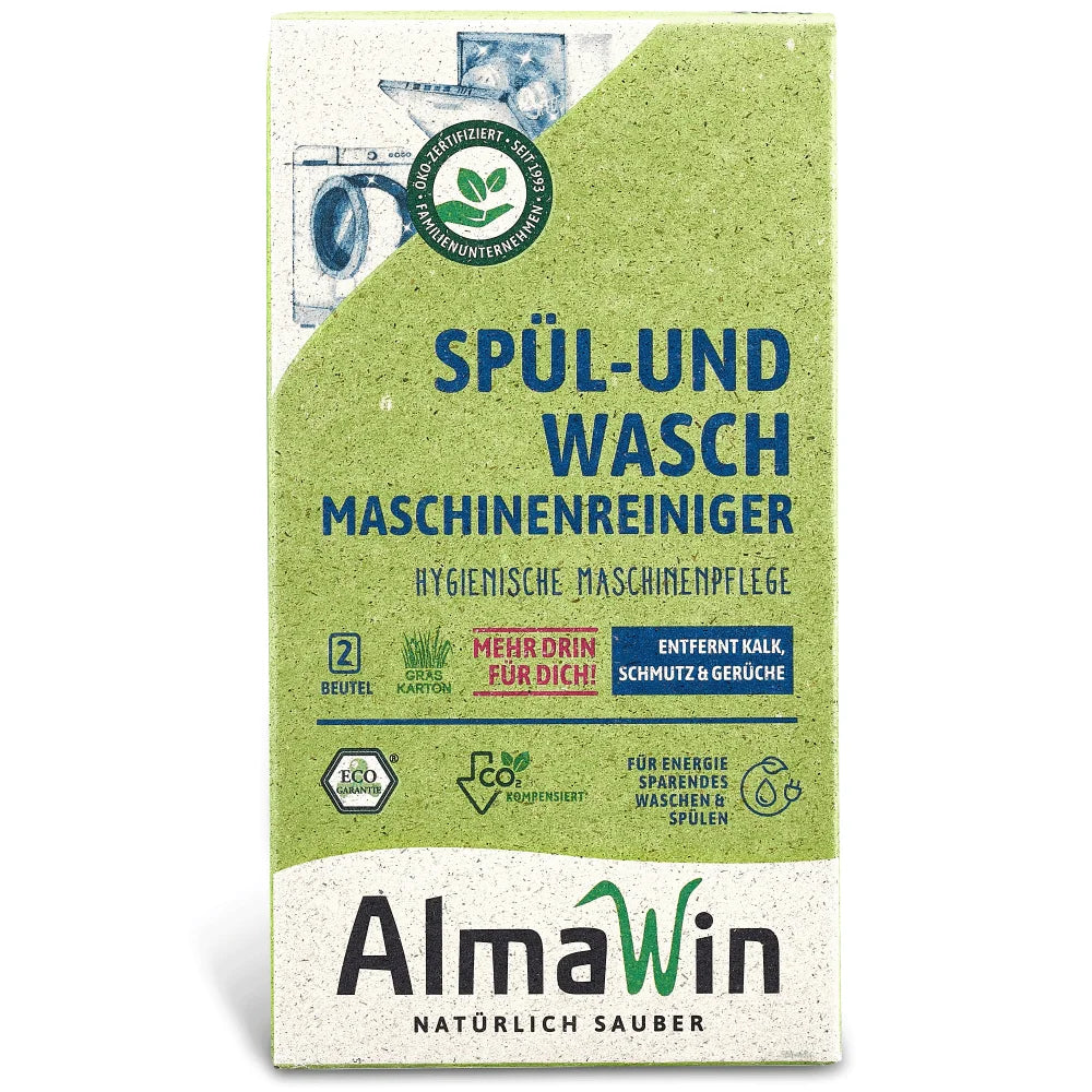 AlmaWin RTS 1 Dishwasher And Washing Machine Cleaner 2X100g Against Dirt Limescale & Odours Vegan Organic Detergent