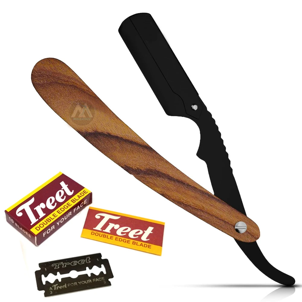 Professional Barber Straight Edge Razor Kit Single Blade Classic Stainless Steel Plastic Barber Shaver Smooth Precise Shave