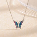 Low MOQ Wholesale Jewelry 925 Sterling Silver Pendant Enamel butterfly Chocker Necklace