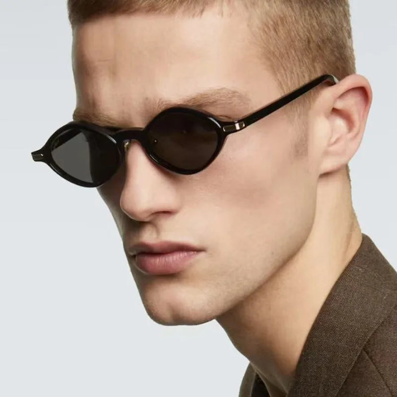 Custom Logo 2025 Trendy Fashion Men Women Irregular Oval Sun Glasses UV400 Small Frame Polygon Sunglasses for Men Women