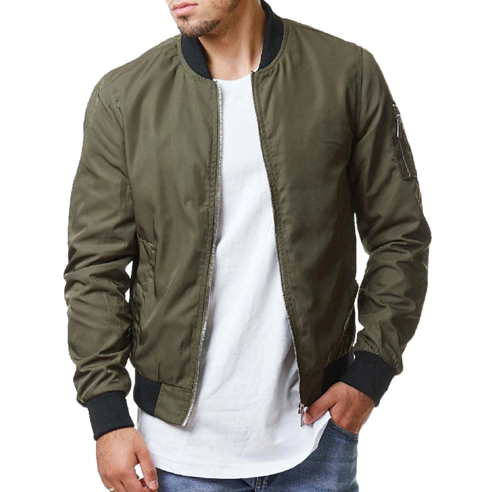 2025 Casual Jacket Men Loose Outdoor Sport Baseball Bomber Jacket Autumn O neck Red Black White Green Colors Autumn Jacket