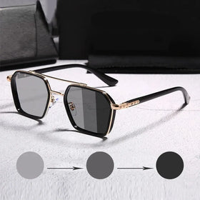 2025 Custom Logo Retro Fashion Lens Color Change Day Night Driving Sun Glasses UV400 Polarized Photochromic Sunglasses Men
