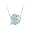 Women's S925 Pure Silver Pendant Necklace Original Blue Conch Shell with Zircon Stone Platinum Plated Fashion Jewelry