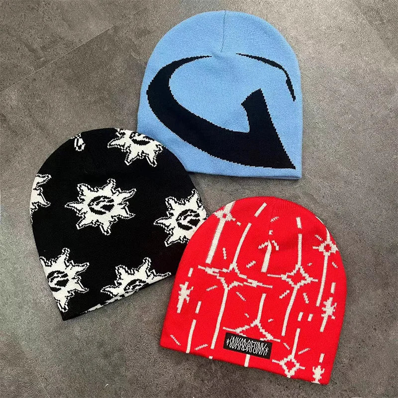 Customized Winter Beanies Jacquard logo Knitted Beanies HatsCustom Acrylic Double Layer Beanies custom Popular Skull Beanies
