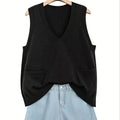 Custom Winter Casual Cotton Sweater Vest Front Long Sundress Knitted V-neck Medium Long Skirt Double Pockets Women