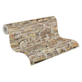 Germany Made Non Woven Vinyl Wallpaper Stone Look Beige Yellow Brown 10.05x0.53m Sound-Absorbing Farmhouse Kitchen Living Room