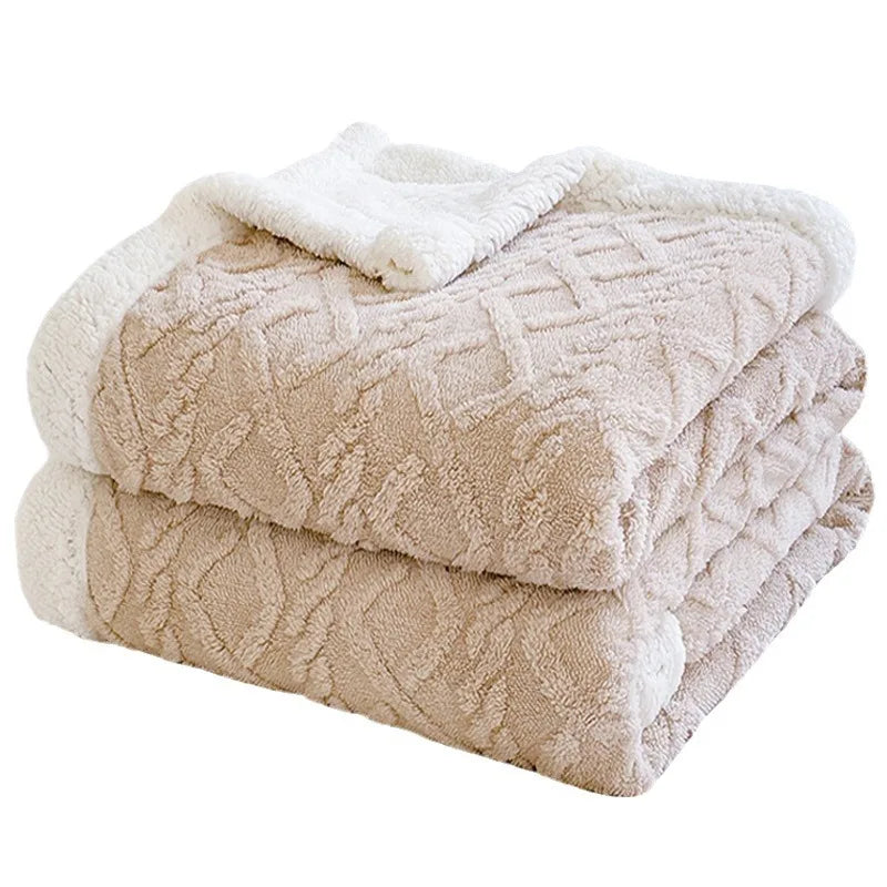 Oem Customized logo Design Warm Cover Blanket and Office Sofa Nap Blanket and Thickened Taffeta Lamb Velvet Blanket
