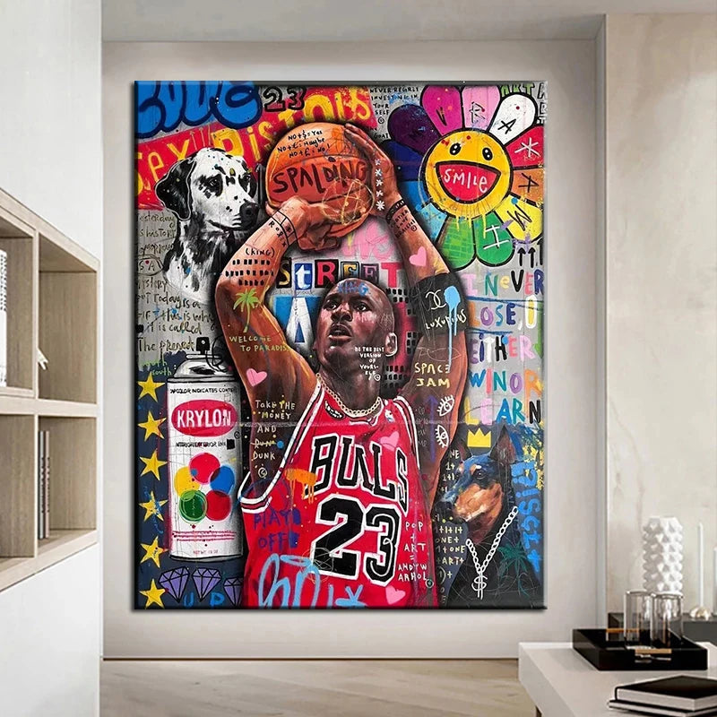 Kobe Posters Wall Pop Art With Sun Flower Pictures and Prints Canvas Oil Painting for Home Living Room Decor