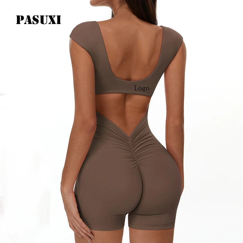 PASUXI New Moisture Wicking Tummy Control Yoga Jumpsuit - High Waist Fitness Wear for Women Summer Workout Clothes Quick Dry