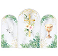Baptism Arch Backdrop Cover Religious First Communion Gold Cross Ballooned Boog Photo Booth Backdrop God Bless Baby Shower Party