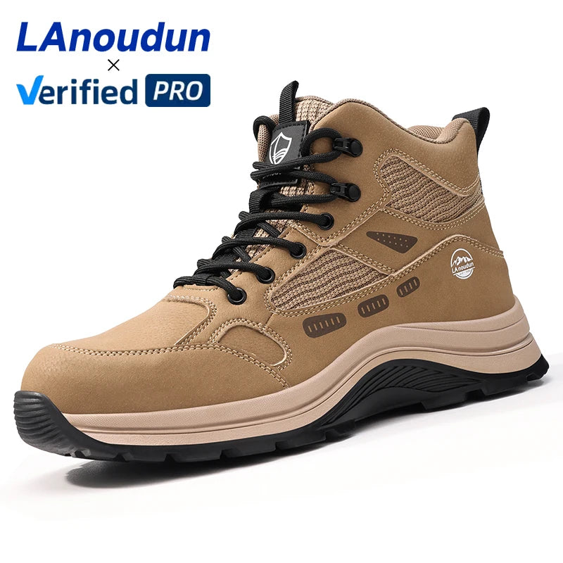 LAnoudun New Fashion Brown Safety Boot Anti-Puncture Rubber Outsole Comfortable Safe Safety Shoes for Men New Model