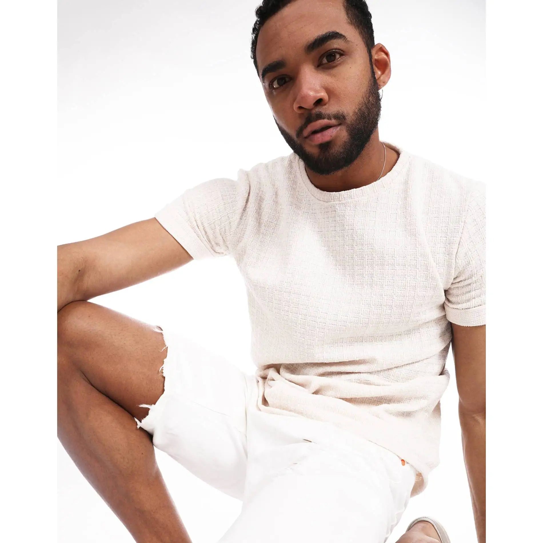 Empire Square Men's White O-Neck Short Sleeve Breathable T-Shirt Comfortable and Stylish