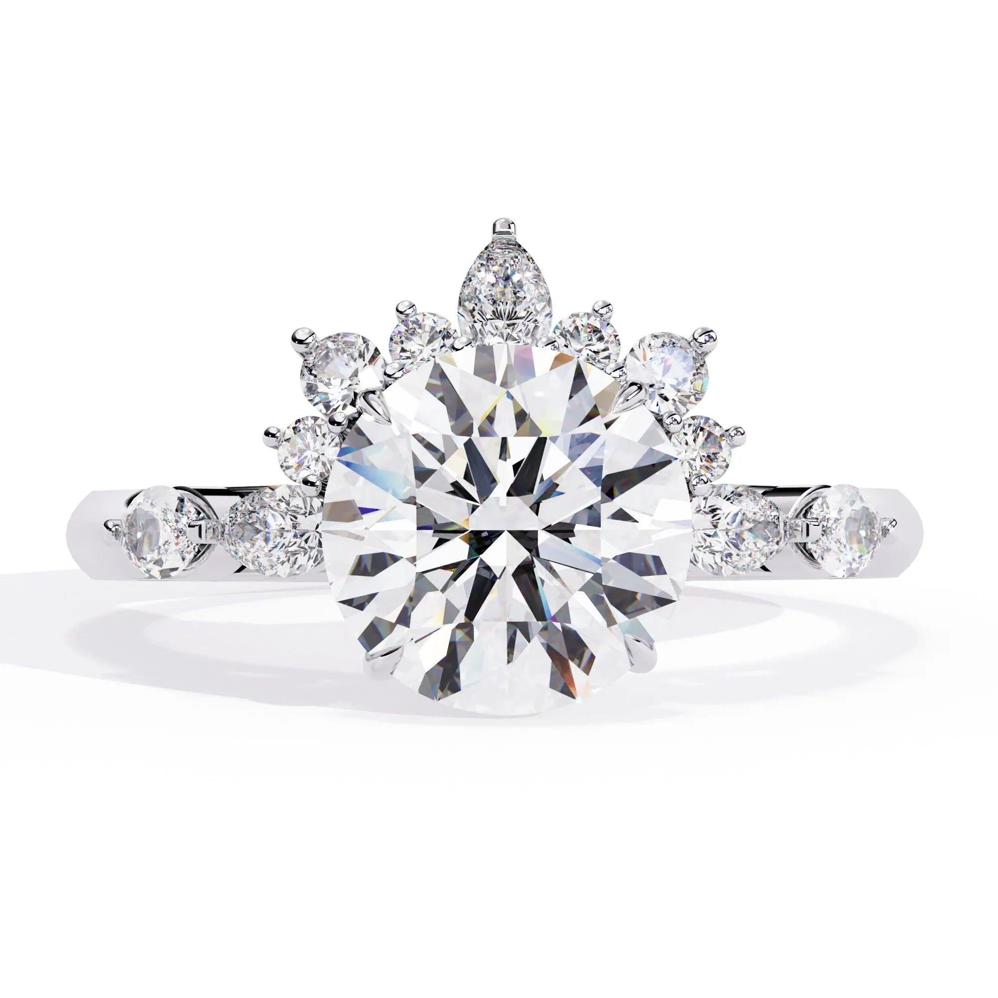 Luxury Fine Jewelry Ring Halo Big Round Ring in 10K 14K 18K White Gold D VVS OEC Moissanite Diamond Rings for Wedding Gifts