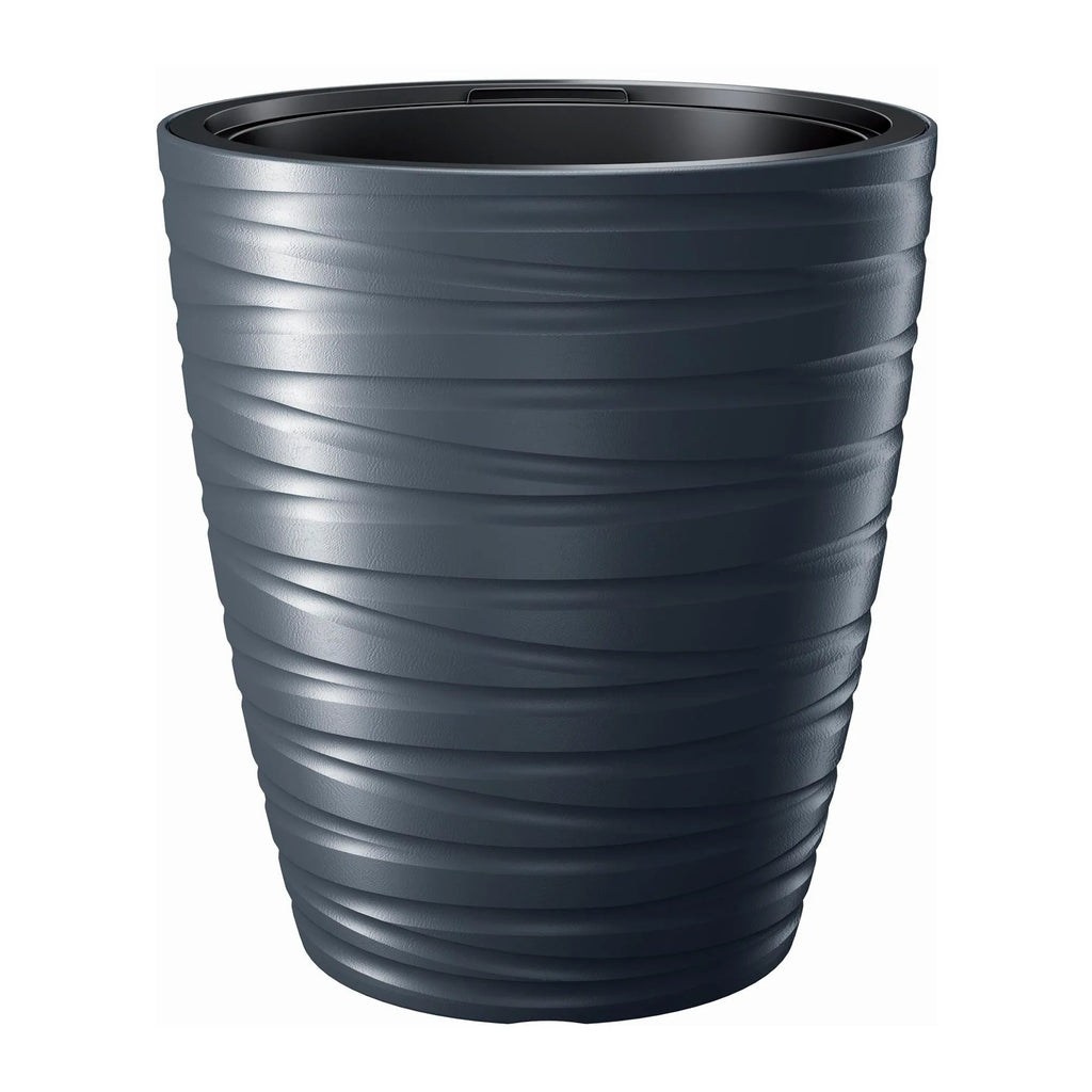 Maze 16L plastic planter with reservoir in anthracite color 29.6 (length) x 29.6 (width) x 32.9 (height) cm
