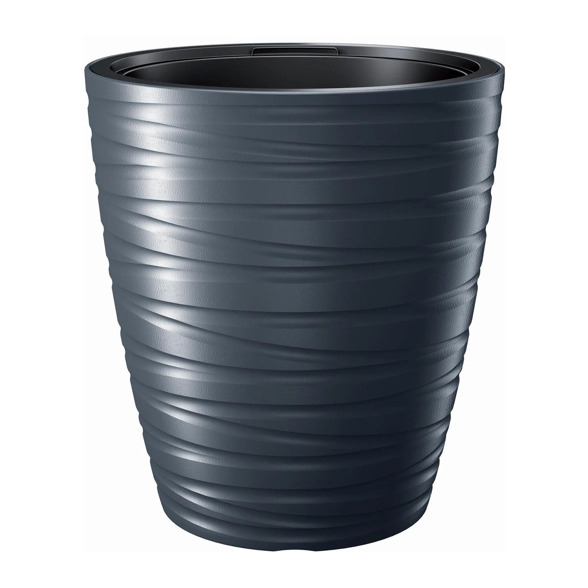 Maze 16L plastic planter with reservoir in anthracite color 29.6 (length) x 29.6 (width) x 32.9 (height) cm