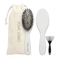 New Product Custom Packaging White Coated Boar Bristle Nylon Wooden Handle Paddle Wig Hair Extension Brush