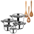 San Ignacio Eight-Piece Cookware Set + 3-Piece Acacia Kitchen Utensil Set SMART MasterPRO