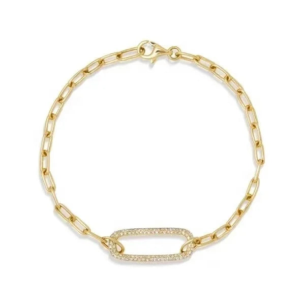 China Factory Wholesale 925 Sterling Silver Jewelry Zircon Paper Clip Chain Bracelets Princess Cut Gold Plated Fine Gifts
