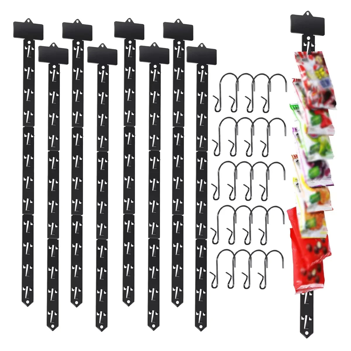Chips Rack Display Hanging Merchandise Strips With S Hooks for Retail