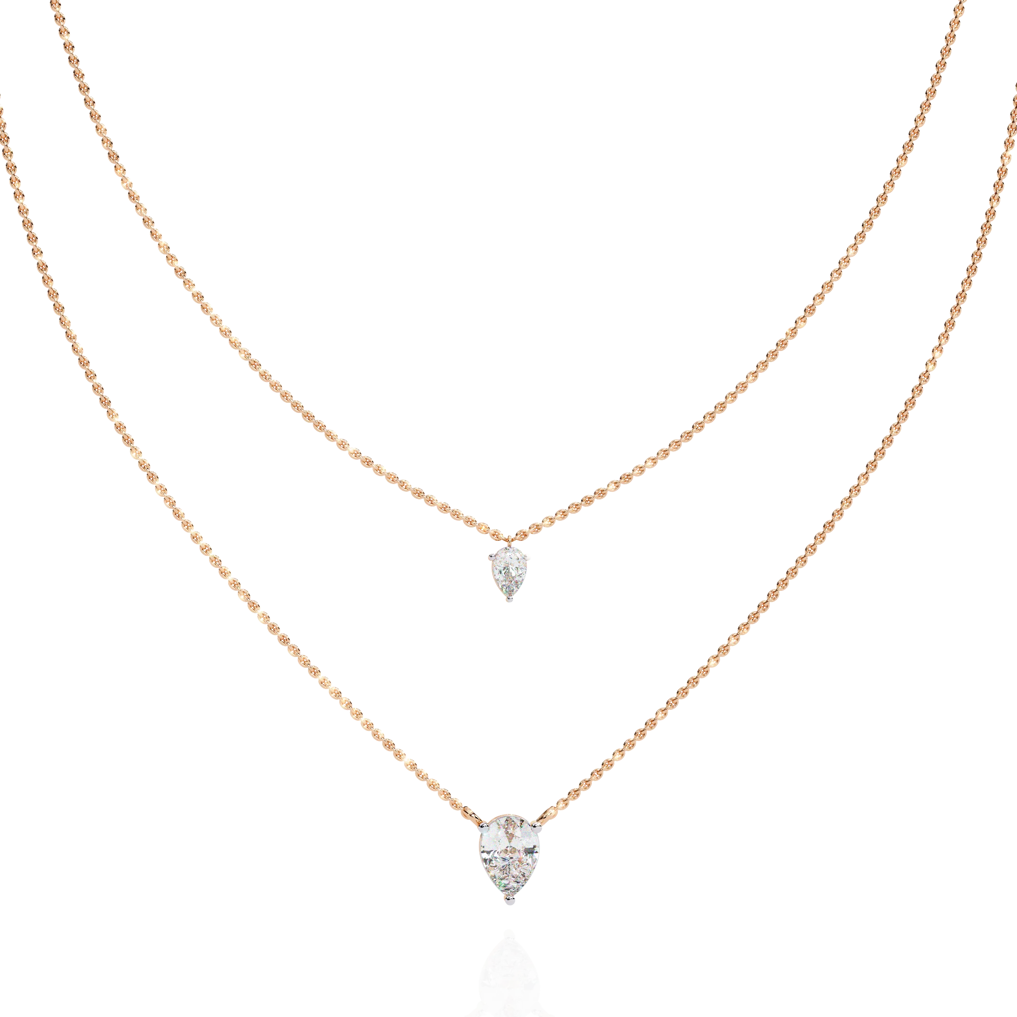 Double Layers Luxury High Quality 10k 14k 18k Gold Hot Sale Multi-layer Lab Grown Pear Cut Diamond Necklaces
