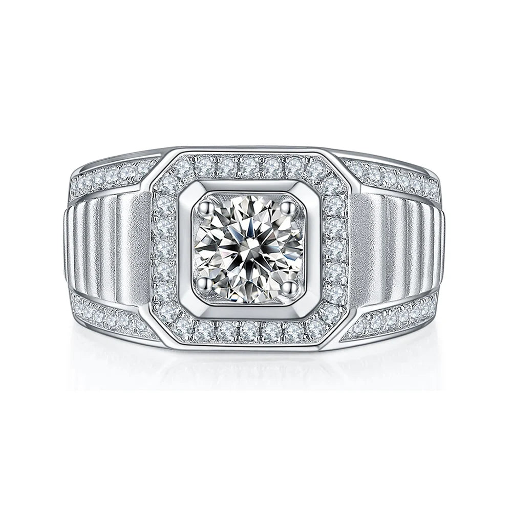 Luxury 925 Sterling Silver Wedding Band IGI/GIA Certified Moissanite Ring VVS Fine Jewelry