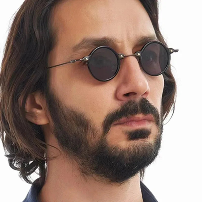 2025 Fashion Retro Women Clear Ocean Lens Shades Glasses Frames UV400 Steampunk Small Round Sunglasses Men
