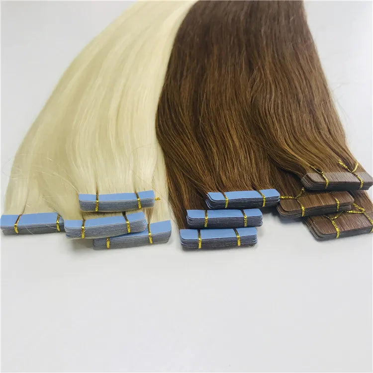 2026 New Top Salon 12A Remy Blonde Brown Straight Wave 12-26inch European Double Drawn Seamless PU Tape Skin Weft Hair Extension