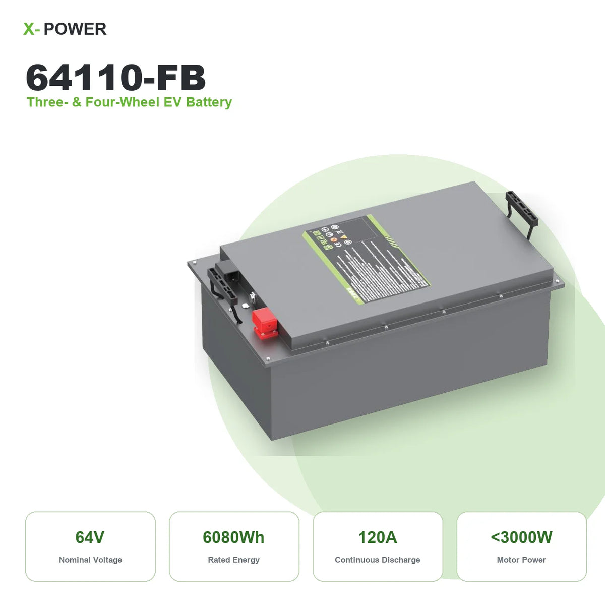 ANVOLAN XP-S600 Factory Custom Tricycle LiFePO4 Lithium Battery 64V 110Ah Metal Casing 6000 Cycle Life Electric Battery Pack MegaBDM