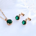 Free Shipping Fashion Classic Green Zircon 18K Gold Plated Women Jewelry Sets for Party