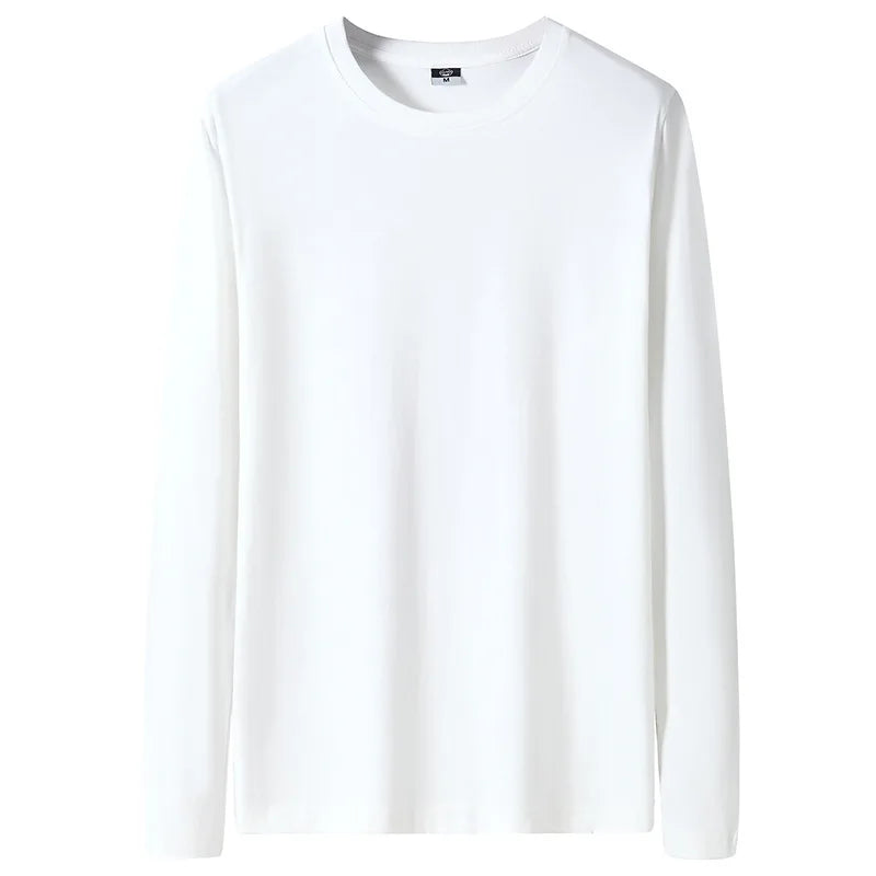 Bangladesh China Factory Price Custom Logo Embroidery 220g pure cotton spring autumn base layer men's long-sleeved T-shirt